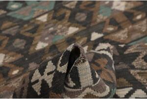 Tappeto Kilim Stilizzato Grigio Scuro Azzurro 151x198 Cm