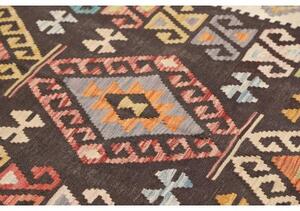 Tappeto Kilim Geometrico Nero Multicolore 175x242 Cm