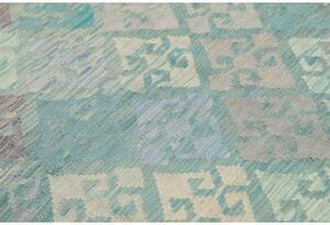Tappeto Kilim Stilizzato Verde Acqua Beige 126x182 Cm