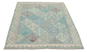 Tappeto Kilim Stilizzato Verde Acqua Beige 126x182 Cm