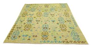 Tappeto Kilim Geometrico Verde Azzurro 162x205 Cm