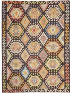 Tappeto Kilim Geometrico Marrone Scuro Multicolore 174x231 Cm