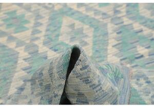 Tappeto Kilim Geometrico Turchese Avorio 153x195 Cm