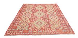 Tappeto Kilim Geometrico Rosso Beige 184x241 Cm