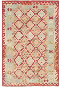Tappeto Kilim Geometrico Rosso Azzurro 123x187 Cm