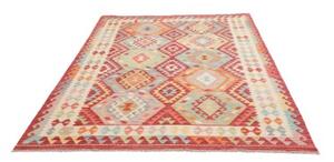 Tappeto Kilim Geometrico Rosso Azzurro 175x238 Cm