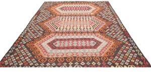 Tappeto Kilim Geometrico Marrone Scuro Multicolore 201x290 Cm