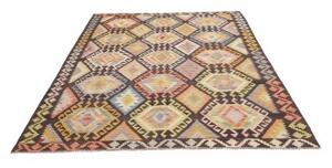 Tappeto Kilim Geometrico Marrone Scuro Multicolore 174x231 Cm
