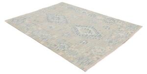 Tappeto Kilim Geometrico Grigio Chiaro Azzurro 152x196 Cm