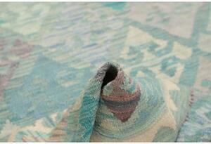 Tappeto Kilim Stilizzato Verde Acqua Beige 126x182 Cm