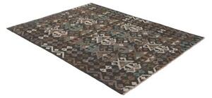 Tappeto Kilim Stilizzato Grigio Scuro Azzurro 151x198 Cm