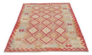 Tappeto Kilim Geometrico Rosso Azzurro 123x187 Cm