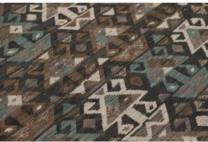 Tappeto Kilim Stilizzato Grigio Scuro Azzurro 151x198 Cm