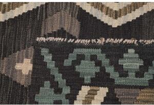 Tappeto Kilim Geometrico Grigio Scuro Turchese 121x177 Cm