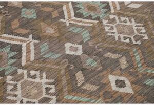 Tappeto Kilim Geometrico Marrone Scuro Avorio 155x202 Cm