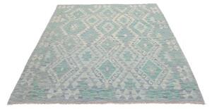 Tappeto Kilim Geometrico Turchese Avorio 153x195 Cm