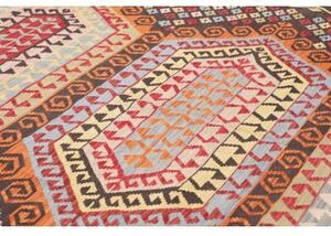 Tappeto Kilim Geometrico Marrone Scuro Multicolore 201x290 Cm