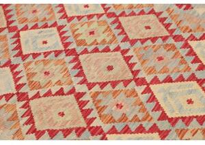 Tappeto Kilim Geometrico Rosso Azzurro 123x187 Cm