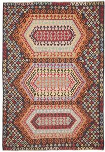 Tappeto Kilim Geometrico Marrone Scuro Multicolore 201x290 Cm