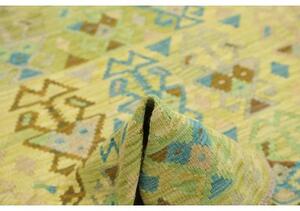 Tappeto Kilim Geometrico Verde Azzurro 162x205 Cm