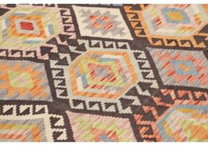 Tappeto Kilim Geometrico Marrone Scuro Multicolore 174x231 Cm