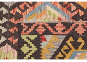 Tappeto Kilim Geometrico Marrone Scuro Multicolore 174x231 Cm