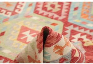Tappeto Kilim Geometrico Rosso Azzurro 175x238 Cm