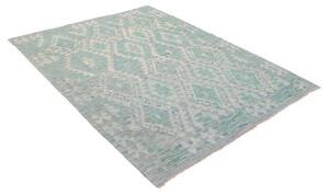 Tappeto Kilim Geometrico Turchese Avorio 153x195 Cm