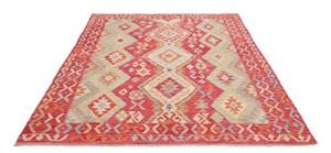 Tappeto Kilim Geometrico Rosso Avorio 179x232 Cm
