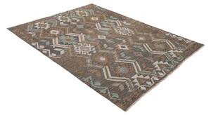 Tappeto Kilim Geometrico Marrone Scuro Avorio 155x202 Cm