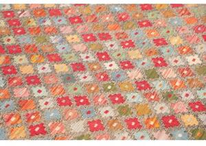 Tappeto Kilim Stilizzato Grigio Multicolore 150x198 Cm