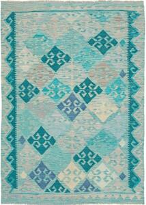 Tappeto Kilim Geometrico Verde Acqua Celeste 127x176 Cm