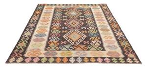 Tappeto Kilim Geometrico Nero Multicolore 175x242 Cm