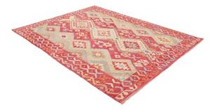 Tappeto Kilim Geometrico Rosso Avorio 179x232 Cm