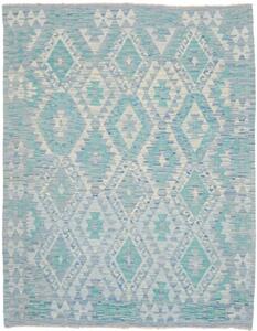 Tappeto Kilim Geometrico Turchese Avorio 153x195 Cm