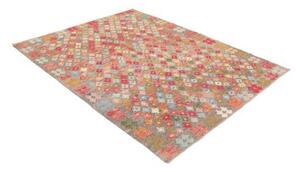 Tappeto Kilim Stilizzato Grigio Multicolore 150x198 Cm