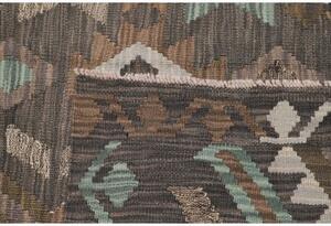 Tappeto Kilim Geometrico Marrone Scuro Avorio 155x202 Cm