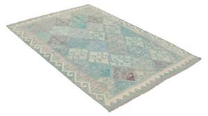 Tappeto Kilim Stilizzato Verde Acqua Beige 126x182 Cm