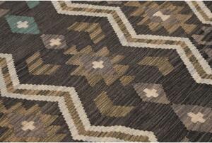 Tappeto Kilim Geometrico Grigio Scuro Turchese 121x177 Cm