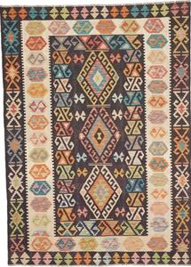 Tappeto Kilim Geometrico Nero Multicolore 175x242 Cm
