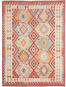Tappeto Kilim Geometrico Rosso Azzurro 175x238 Cm