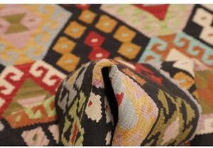 Tappeto Kilim Geometrico Nero Multicolore 124x183 Cm