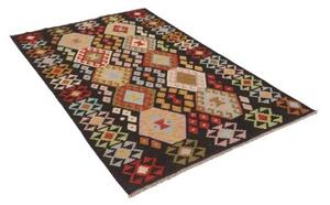 Tappeto Kilim Geometrico Nero Multicolore 124x183 Cm