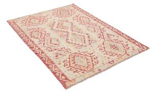 Tappeto Kilim Geometrico Avorio Rosso Mattone 109x146 Cm