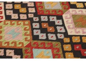 Tappeto Kilim Geometrico Nero Multicolore 124x183 Cm
