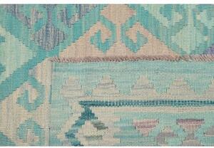 Tappeto Kilim Stilizzato Turchese Avorio 100x147 Cm