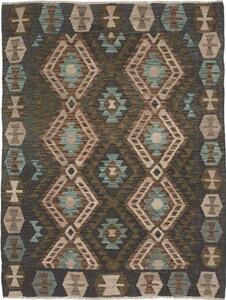 Tappeto Kilim Geometrico Antracite Marrone Chiaro 129x168 Cm