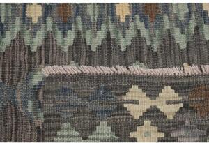 Tappeto Kilim Geometrico Grigio Scuro Azzurro 101x149 Cm