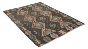 Tappeto Kilim Geometrico Antracite Marrone Chiaro 129x168 Cm