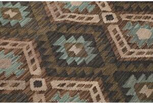 Tappeto Kilim Geometrico Antracite Marrone Chiaro 129x168 Cm